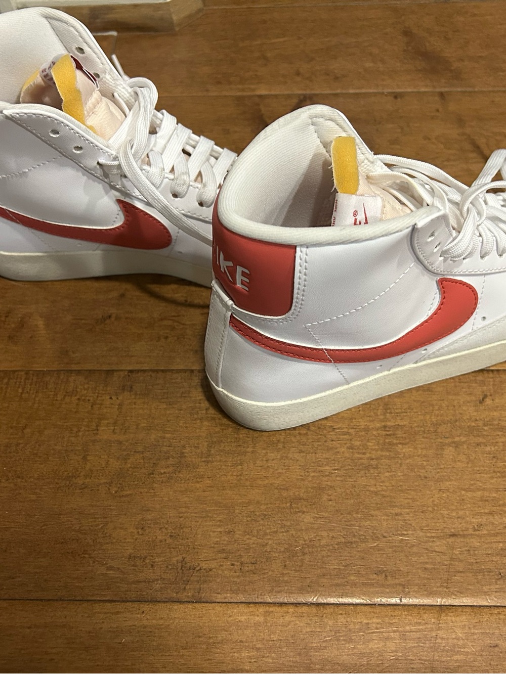 Nike White and Red High-Top Sneakers